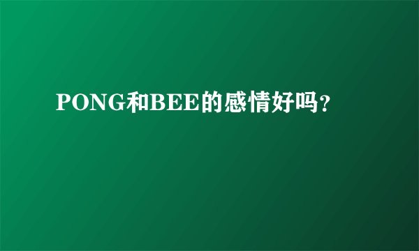 PONG和BEE的感情好吗?