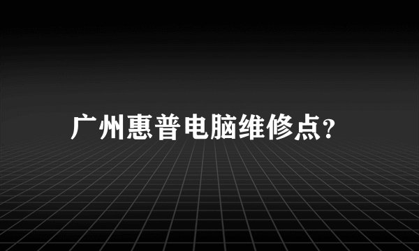 广州惠普电脑维修点?