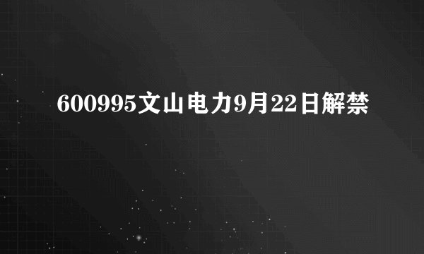 600995文山电力9月22日解禁