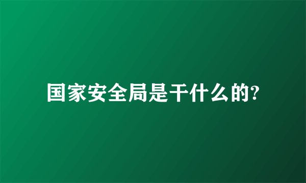 国家安全局是干什么的?