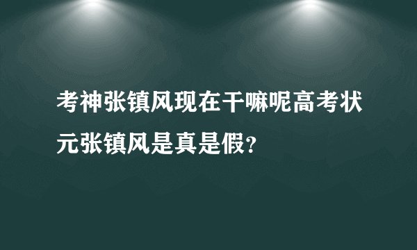 考神张镇风现在干嘛呢高考状元张镇风是真是假？