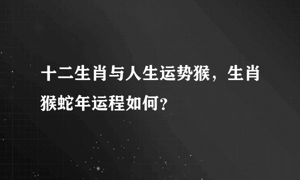 十二生肖与人生运势猴，生肖猴蛇年运程如何？