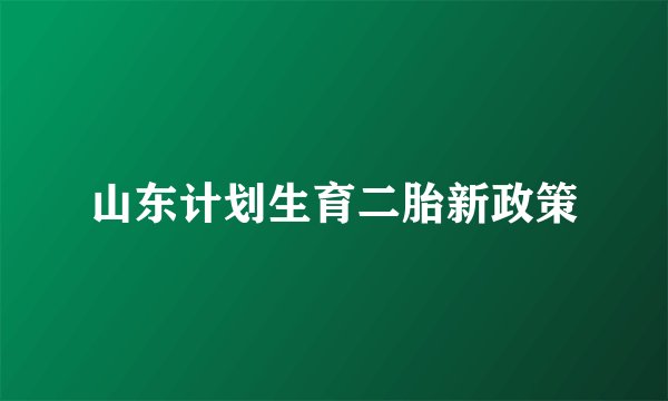 山东计划生育二胎新政策
