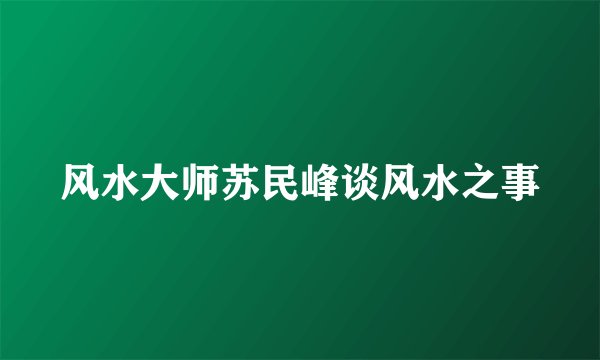 风水大师苏民峰谈风水之事