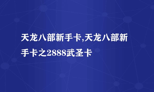 天龙八部新手卡,天龙八部新手卡之2888武圣卡