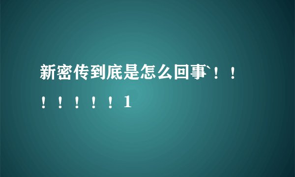 新密传到底是怎么回事`!!!!!!!1