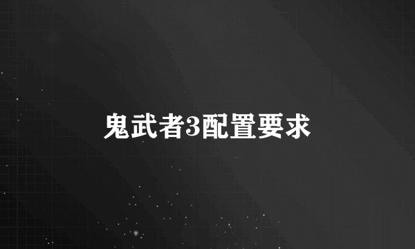 鬼武者3配置要求