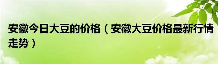 安徽今日大豆的价格(安徽大豆价格最新行情走势)