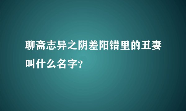 聊斋志异之阴差阳错里的丑妻叫什么名字？