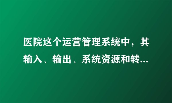 医院这个运营管理系统中，其输入、输出、系统资源和转换功能各是什么？