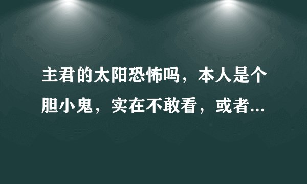 主君的太阳恐怖吗，本人是个胆小鬼，实在不敢看，或者说哪几集以后稍微不恐怖一点。