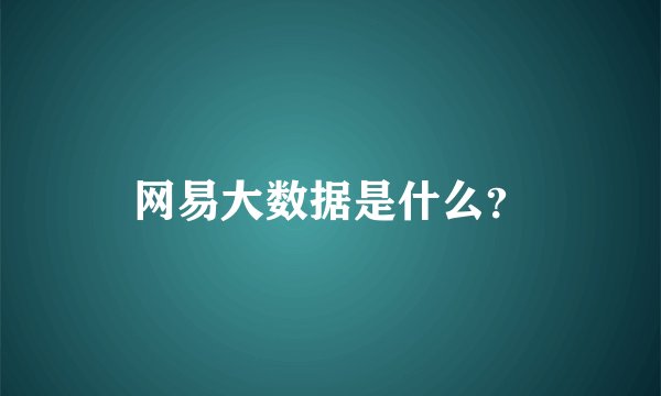 网易大数据是什么？