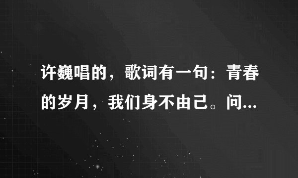 许巍唱的，歌词有一句：青春的岁月，我们身不由己。问歌名是什么？