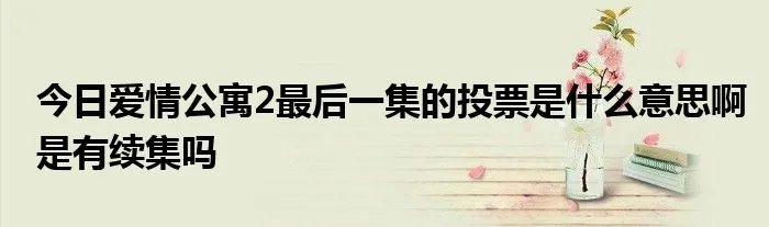 今日爱情公寓2最后一集的投票是什么意思啊是有续集吗