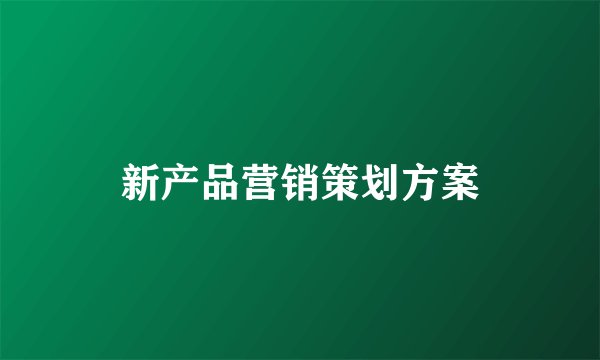 新产品营销策划方案