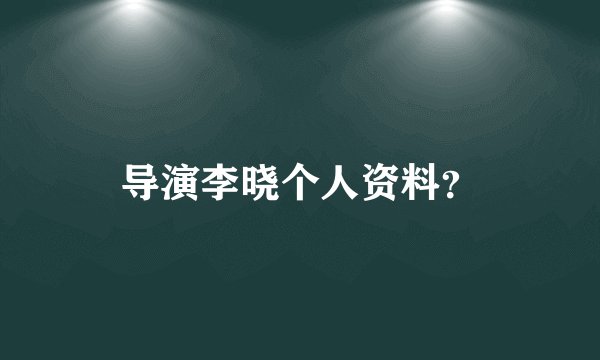 导演李晓个人资料？