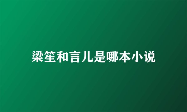 梁笙和言儿是哪本小说