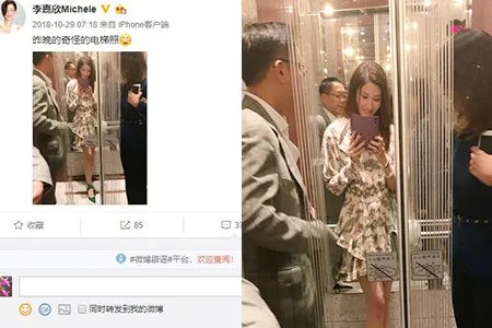 李嘉欣电梯间自拍极为时尚 儿子正面照曝光被赞很帅