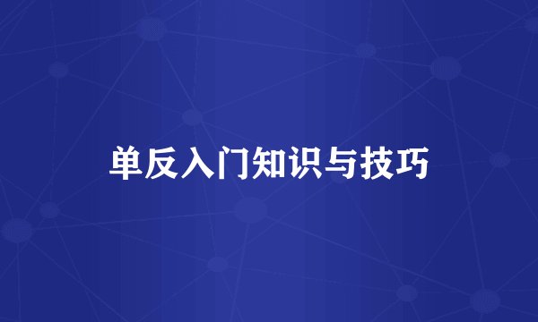 单反入门知识与技巧
