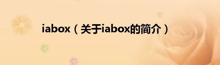 iabox（关于iabox的简介）
