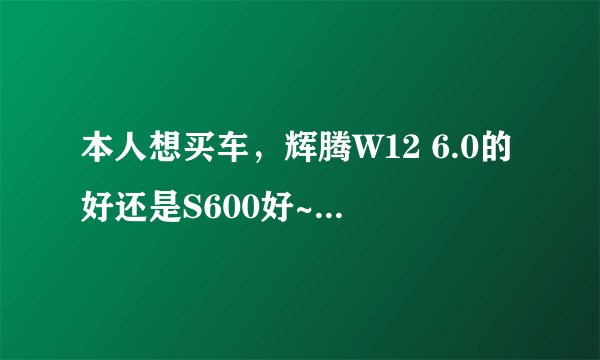 本人想买车，辉腾W12 6.0的好还是S600好~大家给点意见啊