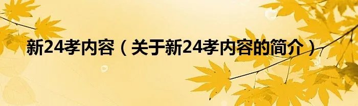 新24孝内容（关于新24孝内容的简介）