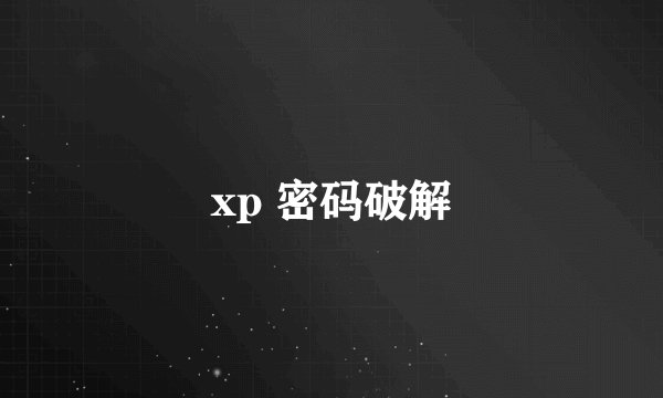 xp 密码破解