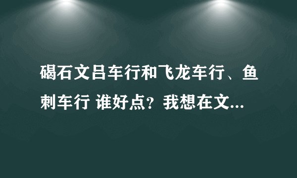 碣石文吕车行和飞龙车行、鱼刺车行 谁好点?我想在文吕买车。信得过吗?