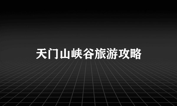天门山峡谷旅游攻略