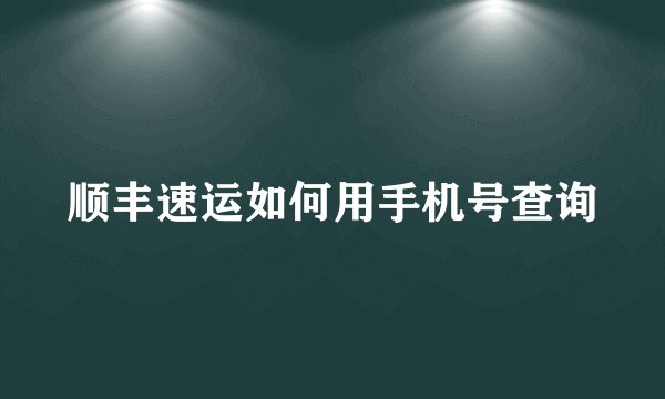 顺丰速运如何用手机号查询