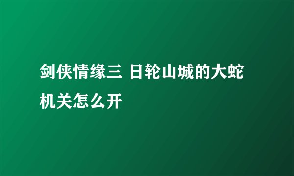 剑侠情缘三 日轮山城的大蛇机关怎么开