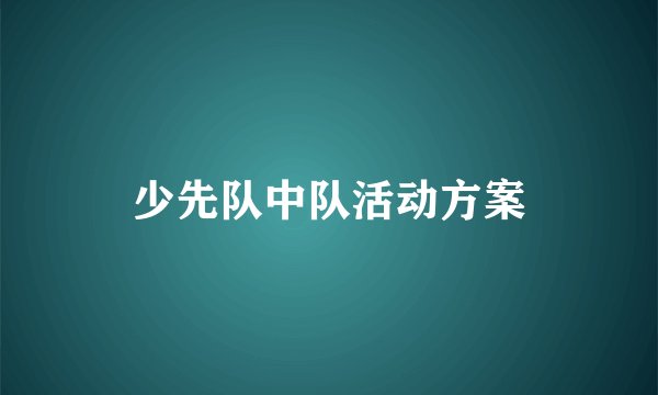 少先队中队活动方案