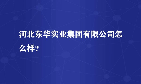 河北东华实业集团有限公司怎么样?