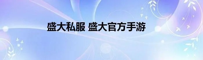 盛大私服 盛大官方手游
