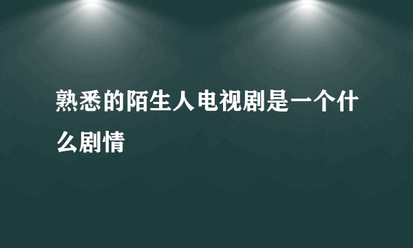 熟悉的陌生人电视剧是一个什么剧情
