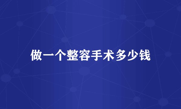 做一个整容手术多少钱