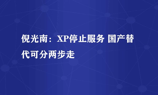倪光南：XP停止服务 国产替代可分两步走