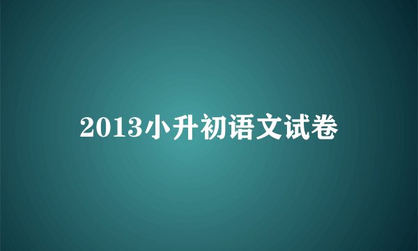 2013小升初语文试卷
