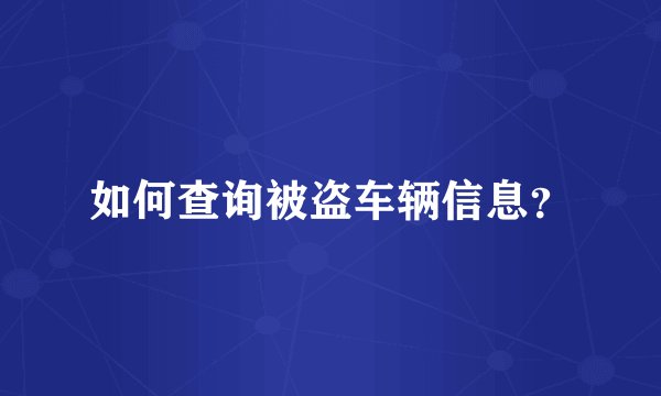 如何查询被盗车辆信息？