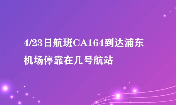4/23日航班CA164到达浦东机场停靠在几号航站