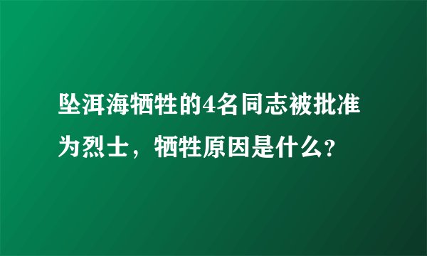 坠洱海牺牲的4名同志被批准为烈士，牺牲原因是什么？