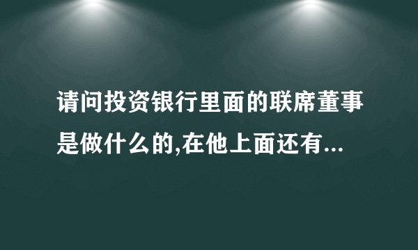 请问投资银行里面的联席董事是做什么的,在他上面还有些什么职位?