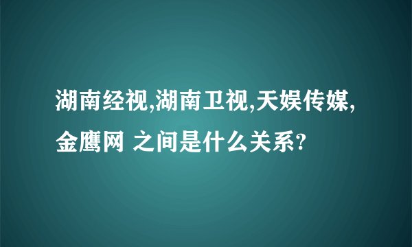 湖南经视,湖南卫视,天娱传媒,金鹰网 之间是什么关系?
