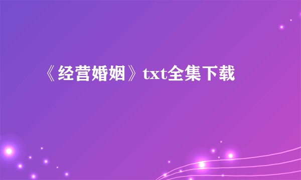 《经营婚姻》txt全集下载
