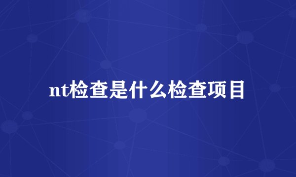 nt检查是什么检查项目