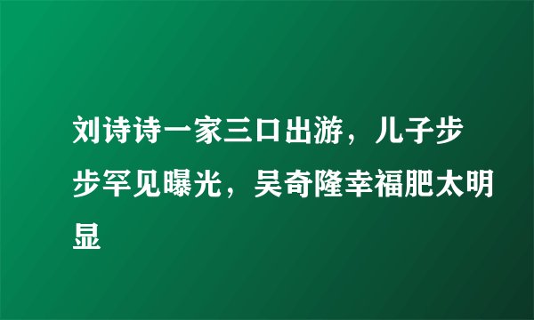 刘诗诗一家三口出游，儿子步步罕见曝光，吴奇隆幸福肥太明显