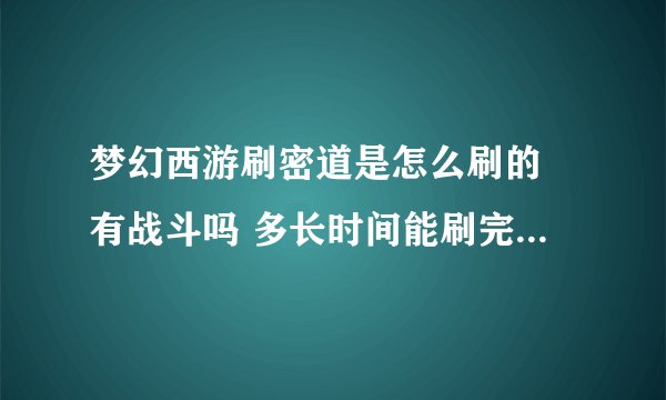 梦幻西游刷密道是怎么刷的 有战斗吗 多长时间能刷完 麻烦知道的能详细说一下 谢谢了