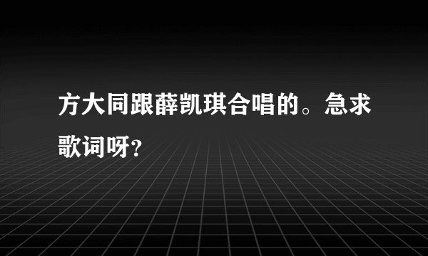 方大同跟薛凯琪合唱的。急求歌词呀？