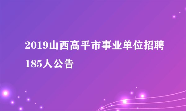2019山西高平市事业单位招聘185人公告