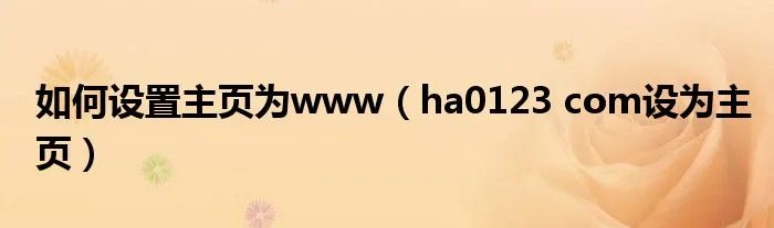 如何设置主页为www(ha0123 com设为主页)